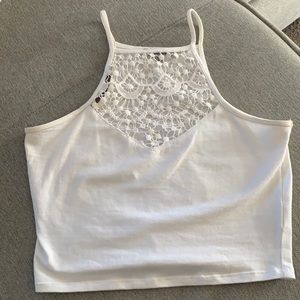White lace crop top
